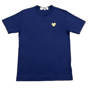 Comme Des Garcons Play Mens Gold Heart Blue T Shirt Size Large